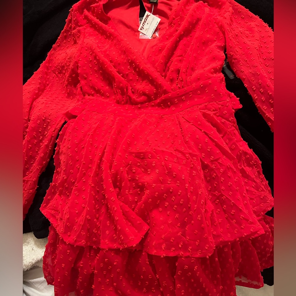 womens red flowy dress size medium